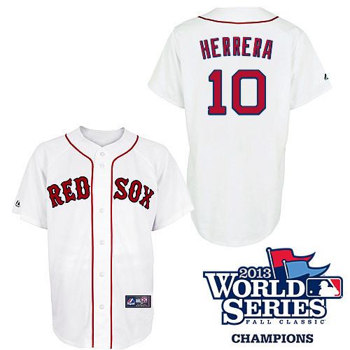 Jonathan Herrera #10 Youth Baseball Jersey-Boston Red Sox Authentic 2013 World Series Champions Home White MLB Jersey